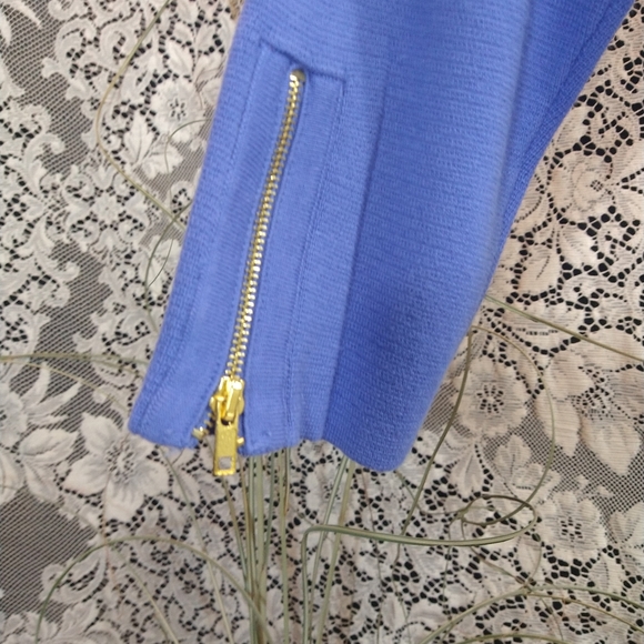 Louis Dell Olio bright blue sweater heavy knit with ribbed collar zippered cuffs - Picture 5 of 6